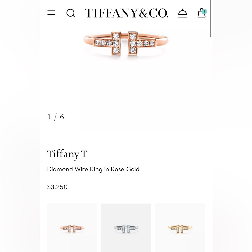 Tiffany & Co. Gold T-Style Diamond Accent Ring with Turquoise Box - Picture 8 of 8